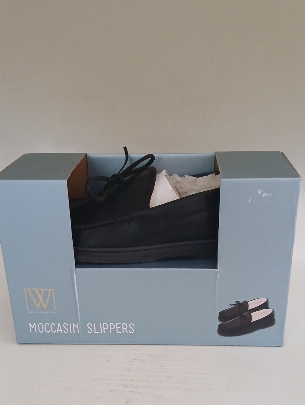 Men's Black Moccasin Slippers